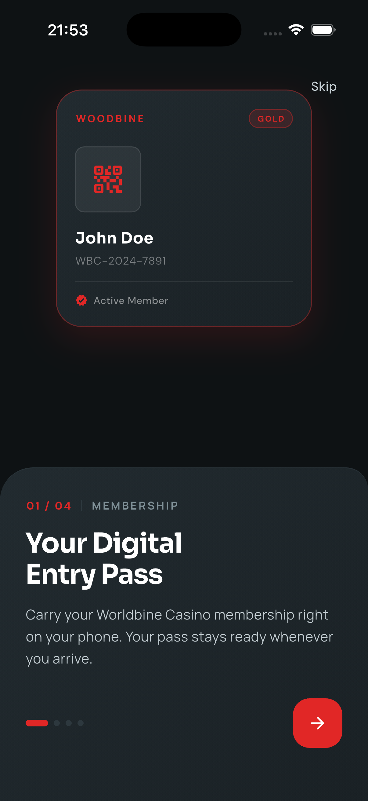 Worldbine Casino wPass App Screenshot